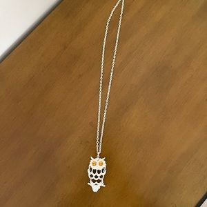White Owl Necklace with White Chain